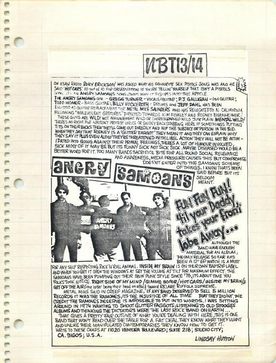 ANGRY SAMOANS Metal Mike Scrapbook 1980 – P.J. Galligan on Lead Guitar Page 24